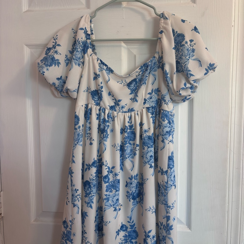 Altar'd State Blue and White Smocked Sundress